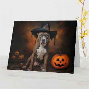 Cartão Abóboras de Halloween American Staffordshire Assus