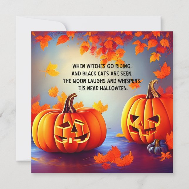 Cartão Abóboras de Halloween Jack o Lanterna Outono Laran (Frente)
