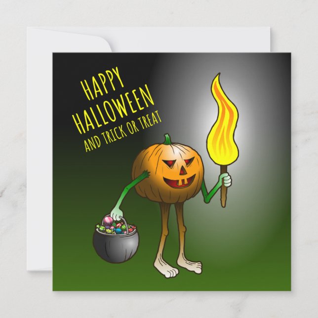 Cartão Abóboras de Halloween Truque ou Tratamento (Frente)