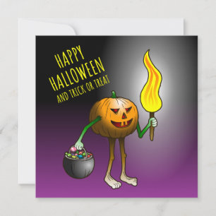 Cartão Abóboras de Halloween Truque ou Tratamento