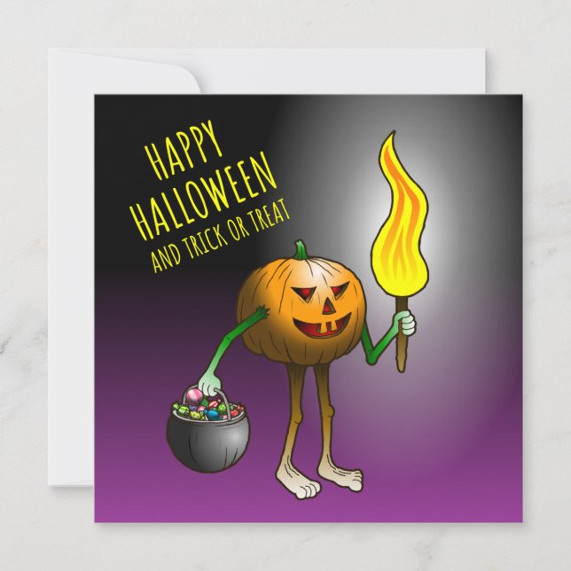Cartão Abóboras de Halloween Truque ou Tratamento (Frente)