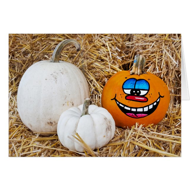 Cartão abóboras de queda divertidas (Frente Horizontal)