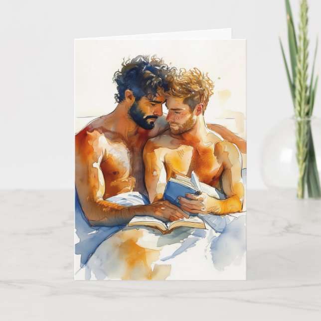 Cartão Abraço em Aquarela com Livro (Frente)