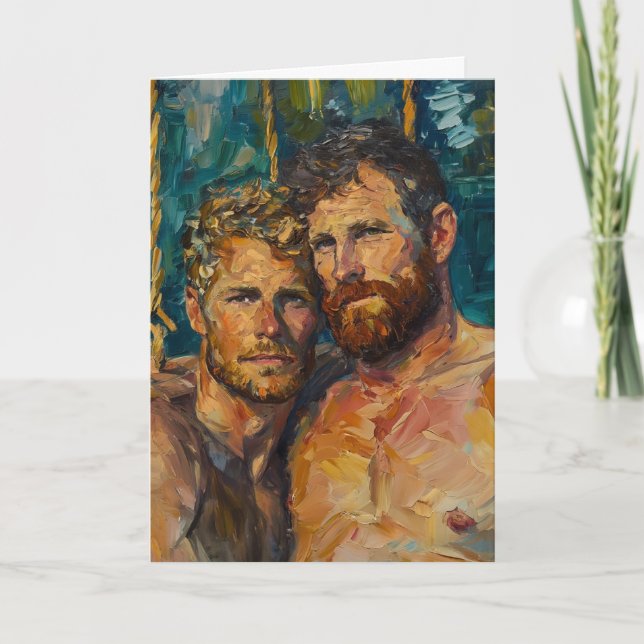 Cartão Abraço Expressionista de Barba a Óleo (Frente)