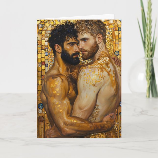 Cartão Abraço Mosaico Dourado (Frente)