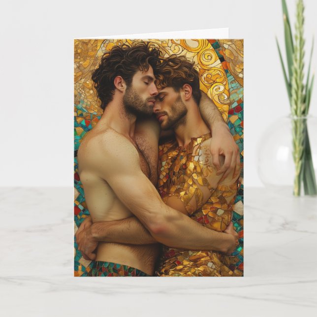 Cartão Abraço Mosaico Dourado (Frente)