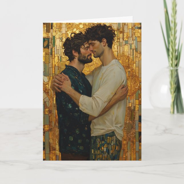 Cartão Abraço Mosaico Dourado (Frente)