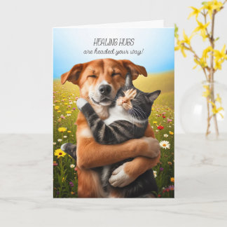 Cartão Abraços de Cura para Melhorar Gato e Cachorro Doce