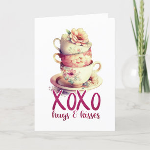Cartão Abraços E Xisses XOXO Café Floral