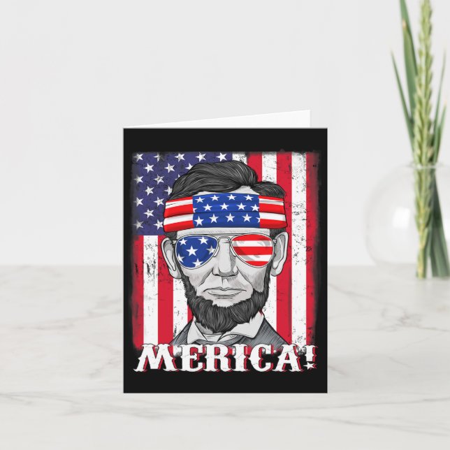 Cartão Abraham Lincoln 4 De Julho Merica Bandeira America (Frente)