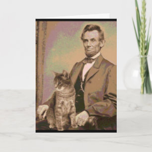 Cartão Abraham Lincoln e seu gato "Dixie"
