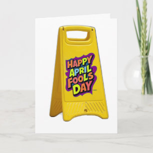 Cartão Abril tolo dia sinal de plástico amarelo texto col