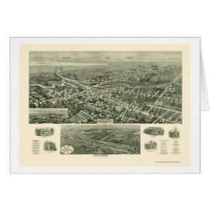 Cartão Absecon, mapa panorâmico de NJ - 1924