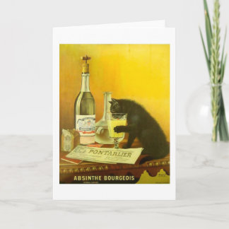 Cartão Absinthe Bourgeois e Cat Fine Poster vintage