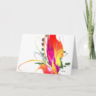 Cartão Abstract Bird of Paradise Paint Splatters