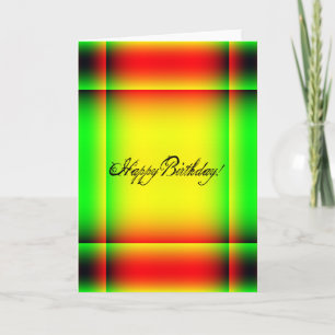 Cartão Abstract Birthday, Red, Green, and Yellow