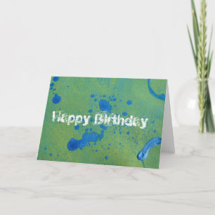 Cartão Abstract Blue and Green, Happy Birthday!