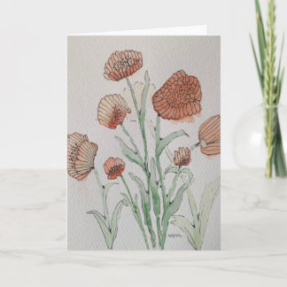 Cartão Abstract Coral Floral Watercolor Card