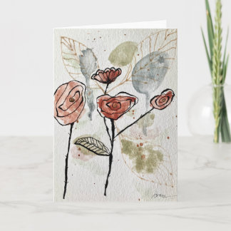 Cartão Abstract Floral Watercolordoodle Card