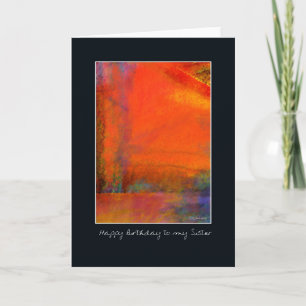 Cartão Abstract Orange Painting Birthday Card for Sister