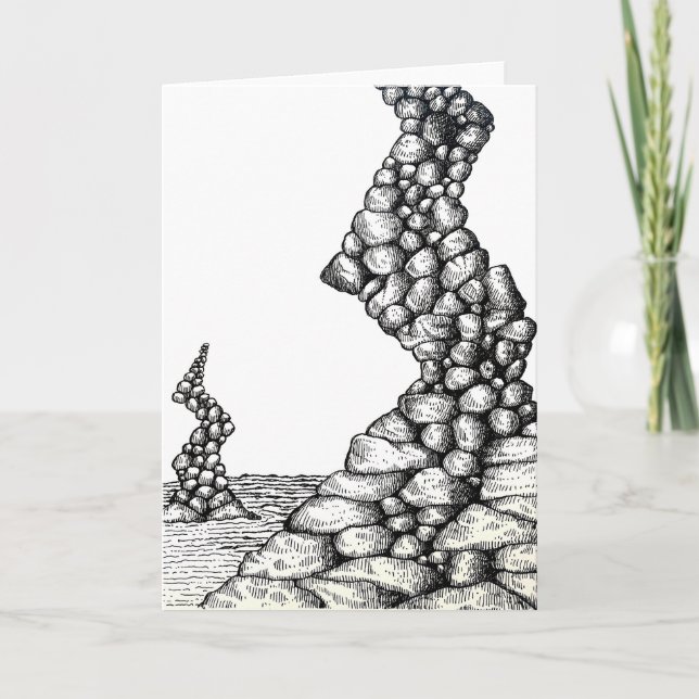 Cartão Abstract Pen Angled Cliffs Rocks Drawing Card (Frente)