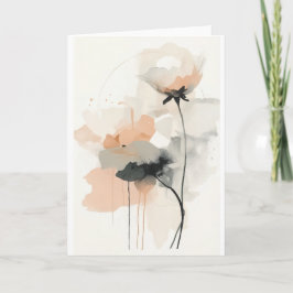 Cartão Abstract Poppy Floral Art Print | Minimalist Blush
