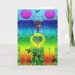 Cartão Abstract Rainbow Grunge Love Greeting Card