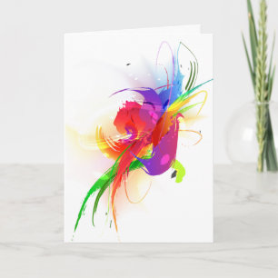 Cartão Abstract Rainbow Lorikeet Paint Splatters