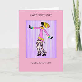 Cartão Abstrato Art, Trendy e Elegante Rapariga Aniversár