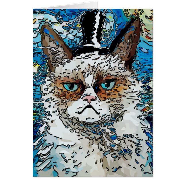 Cartão Abstrato Cat no Top Hat (Frente)