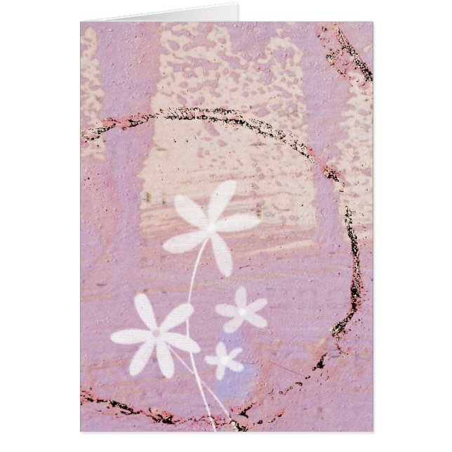 Cartão Abstrato cor-de-rosa e flores (Frente)