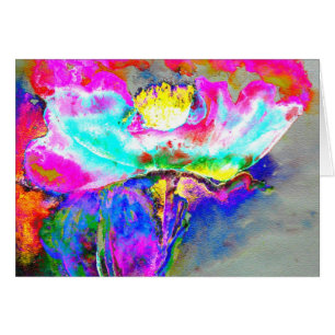 Cartão Abstrato cor-de-rosa Papoila, pintura floral com a