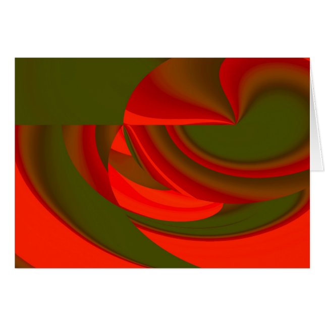 Cartão Abstrato de Cubist Vermelho e Verde (Frente Horizontal)