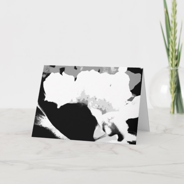 Cartão Abstrato de Flor Preto e Branco, Dentro Vazio (Frente)