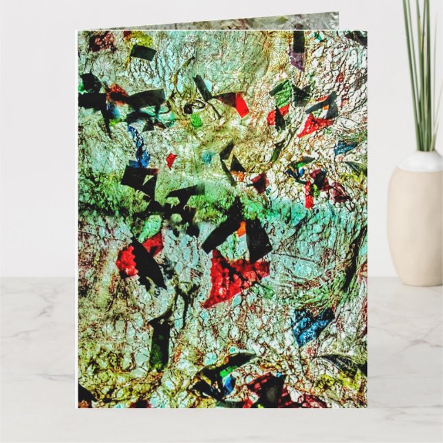 Cartão Abstrato de textura branca dupla com placa de saud (Frente)