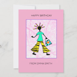 Cartão Abstrato Incrível e Na moda-Africana Lady Birthday