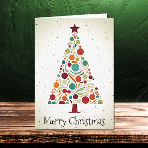 Cartão Abstrato Moderna Linda Família de Árvore de Natal
