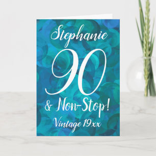 Cartão Abstrato Ocean Blue Teal 90 e Non-Stop Birthday