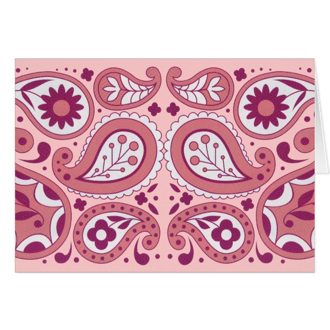 Cartão Abstrato Paisley Pattern Pinks White Tear Drops (Frente horizontal)