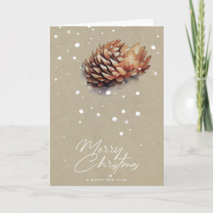 Cartão Abstrato Pine Cone e Snow Kraft Natal