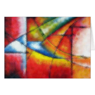 Cartão abstrato pintando vermelho amarelo azul