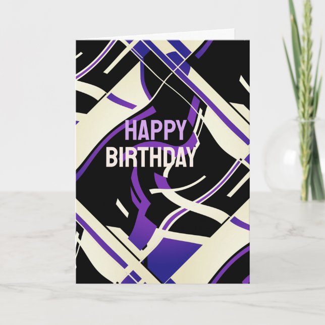 Cartão Abstrato preto roxo branco Lilac preto esguicho An (Frente)
