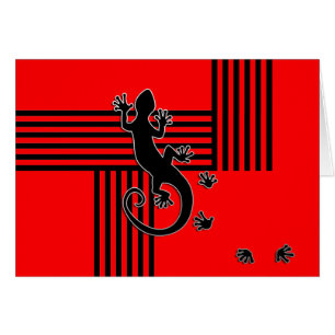 Cartão Abstrato preto & vermelho do geco Running - das