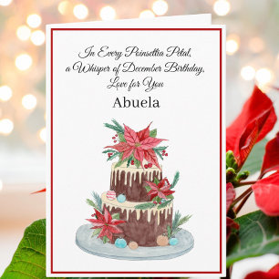 Cartão Abuela Dezembro Bolo De Aniversário Com Poinsettia