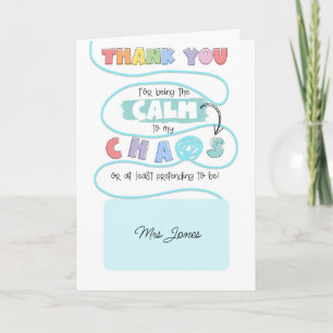 Cartão Acalme-se, meu professor SENCO SEN do Caos Card