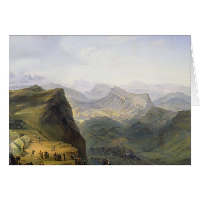 Cartão Acampamento militar do russo em Daguestão, 1895 (Frente Horizontal)