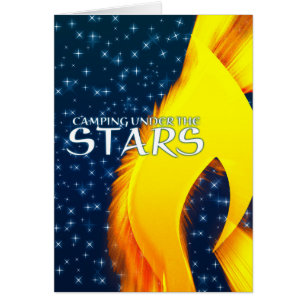 Cartão Acampamento sob o estibordo das estrelas e fogo