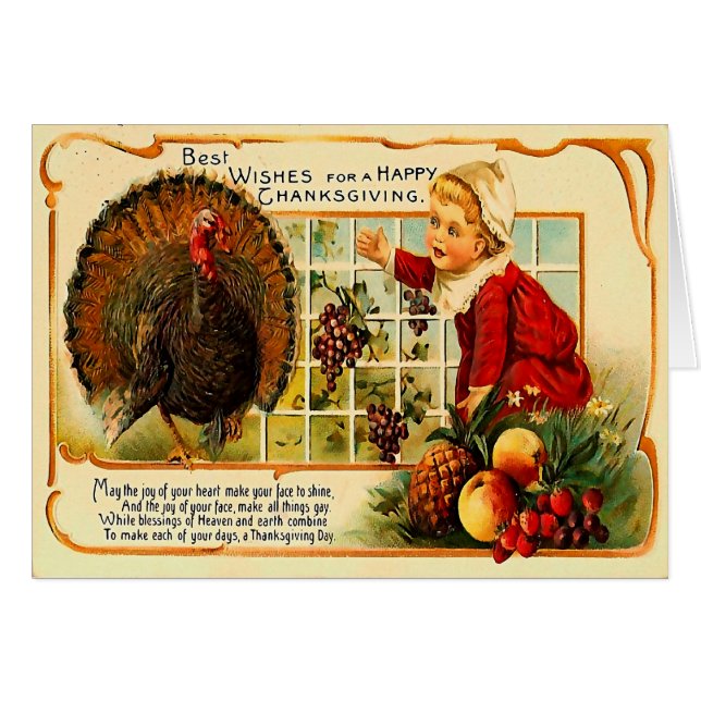 Cartão Ação de Graças Bonita (Frente Horizontal)