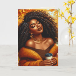 Cartão Ação de Graças da Mulher Americana Chic | Queda