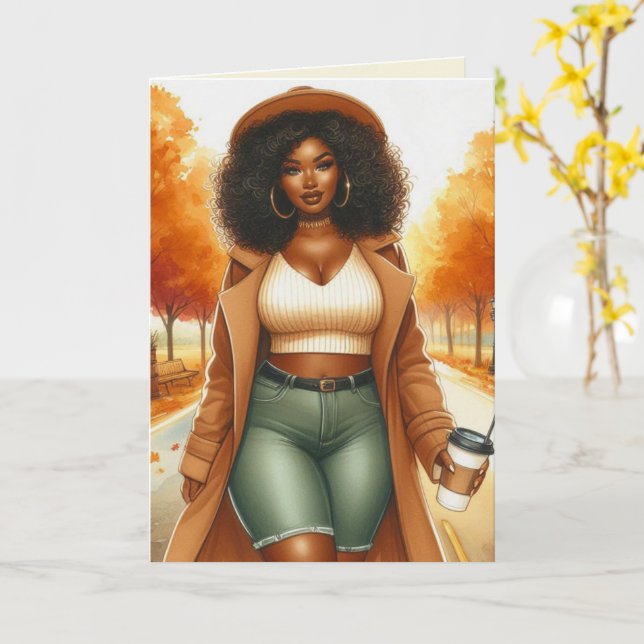 Cartão Ação de Graças da Mulher Americana Chic | Queda (Flor Amarela)